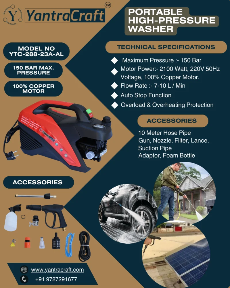 YantraCraft 150 bar portable pressure washer front view